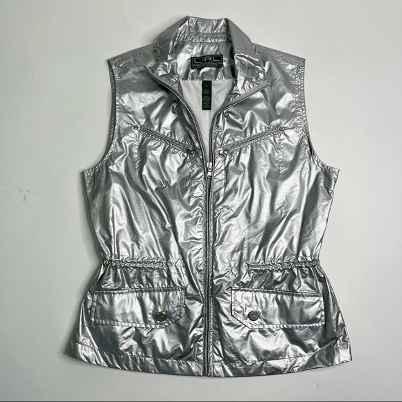 Lauren Active Ralph Lauren Performance Silver Metallic Drawstring Waist Vest - Picture 1 of 17
